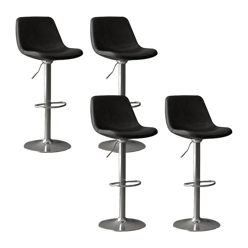 Home Footrest Adjustable Height Stool Contemporary Leather Barstool Black Silver 4 Piece Set Clearhalo 'Bar Furniture' 'Bar Stools' 'bar_stools' 'furn' 'furn_bar_stools' 'Furniture' 'Kitchen & Dining Furniture' 5883265