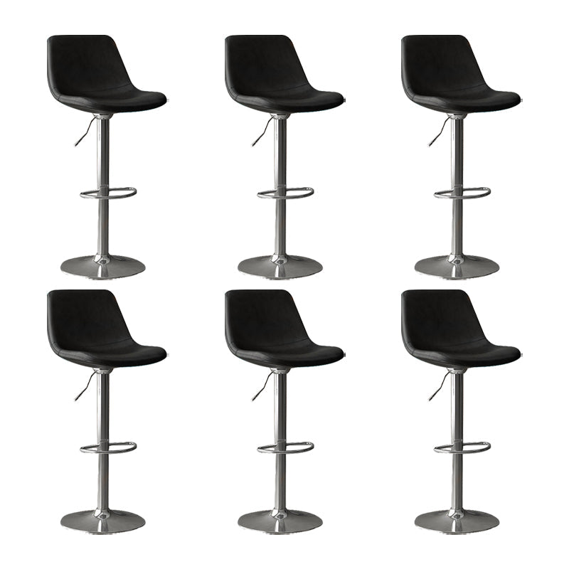 Home Footrest Adjustable Height Stool Contemporary Leather Barstool Black Silver 6 Piece Set Clearhalo 'Bar Furniture' 'Bar Stools' 'bar_stools' 'furn' 'furn_bar_stools' 'Furniture' 'Kitchen & Dining Furniture' 5883266