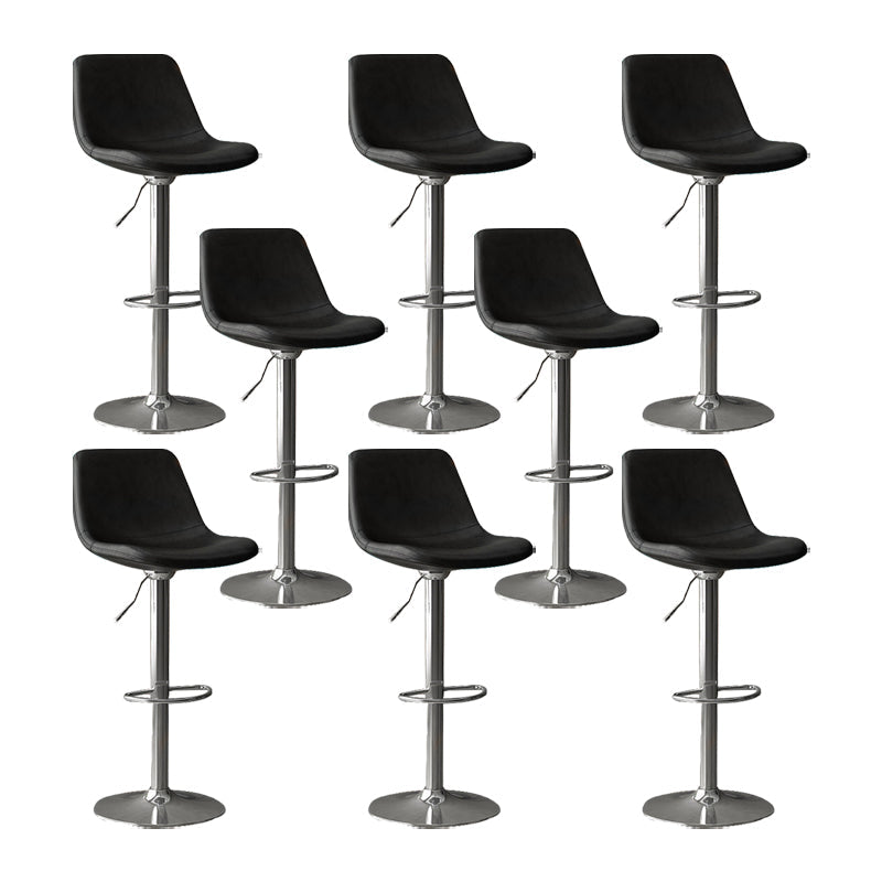 Home Footrest Adjustable Height Stool Contemporary Leather Barstool Black Silver 8 Piece Set Clearhalo 'Bar Furniture' 'Bar Stools' 'bar_stools' 'furn' 'furn_bar_stools' 'Furniture' 'Kitchen & Dining Furniture' 5883267