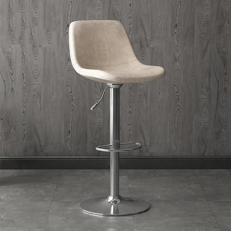 Home Footrest Adjustable Height Stool Contemporary Leather Barstool White Silver 1 Piece Clearhalo 'Bar Furniture' 'Bar Stools' 'bar_stools' 'furn' 'furn_bar_stools' 'Furniture' 'Kitchen & Dining Furniture' 5883273