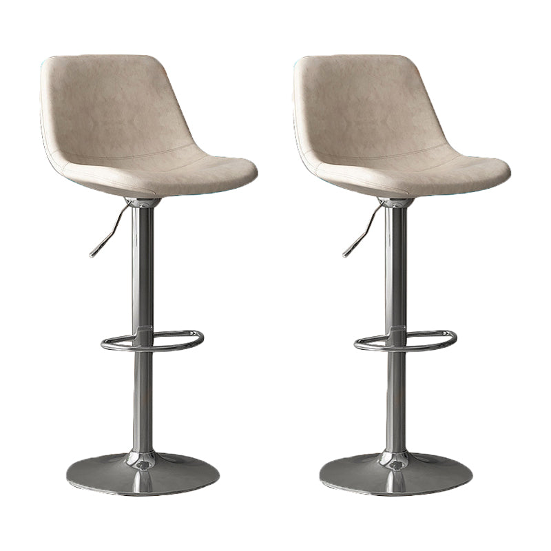 Home Footrest Adjustable Height Stool Contemporary Leather Barstool White Silver 2 Piece Set Clearhalo 'Bar Furniture' 'Bar Stools' 'bar_stools' 'furn' 'furn_bar_stools' 'Furniture' 'Kitchen & Dining Furniture' 5883274