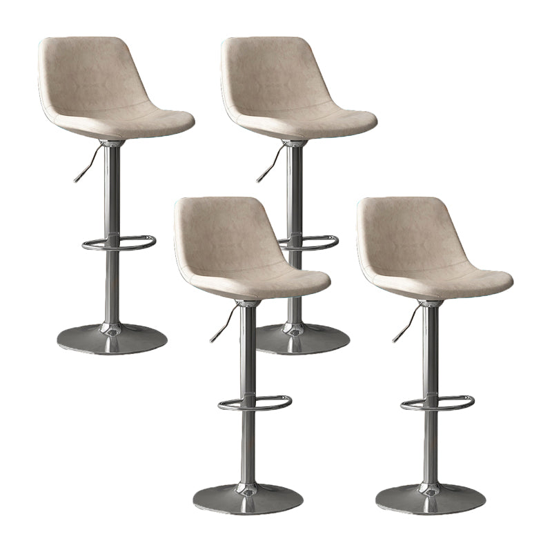 Home Footrest Adjustable Height Stool Contemporary Leather Barstool White Silver 4 Piece Set Clearhalo 'Bar Furniture' 'Bar Stools' 'bar_stools' 'furn' 'furn_bar_stools' 'Furniture' 'Kitchen & Dining Furniture' 5883275