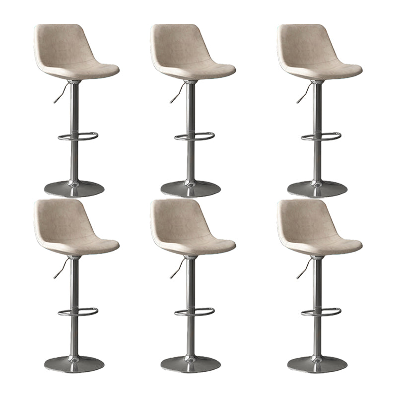 Home Footrest Adjustable Height Stool Contemporary Leather Barstool White Silver 6 Piece Set Clearhalo 'Bar Furniture' 'Bar Stools' 'bar_stools' 'furn' 'furn_bar_stools' 'Furniture' 'Kitchen & Dining Furniture' 5883276