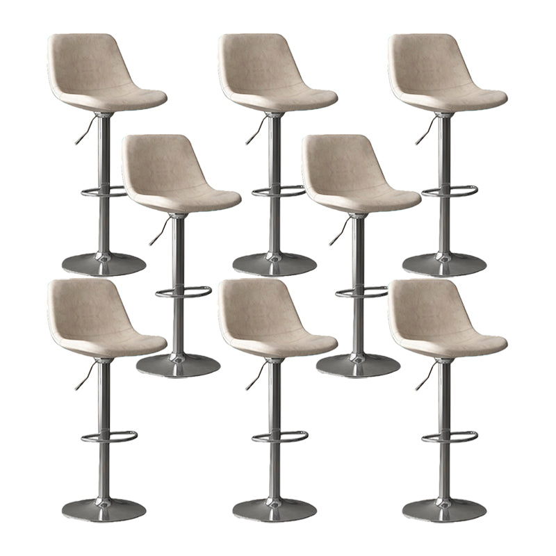 Home Footrest Adjustable Height Stool Contemporary Leather Barstool White Silver 8 Piece Set Clearhalo 'Bar Furniture' 'Bar Stools' 'bar_stools' 'furn' 'furn_bar_stools' 'Furniture' 'Kitchen & Dining Furniture' 5883277