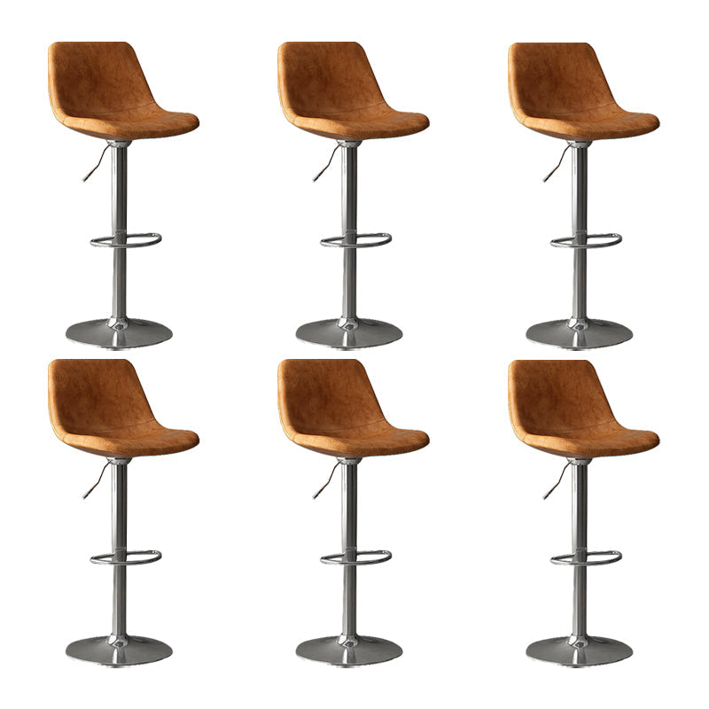 Home Footrest Adjustable Height Stool Contemporary Leather Barstool Brown Silver 6 Piece Set Clearhalo 'Bar Furniture' 'Bar Stools' 'bar_stools' 'furn' 'furn_bar_stools' 'Furniture' 'Kitchen & Dining Furniture' 5883286