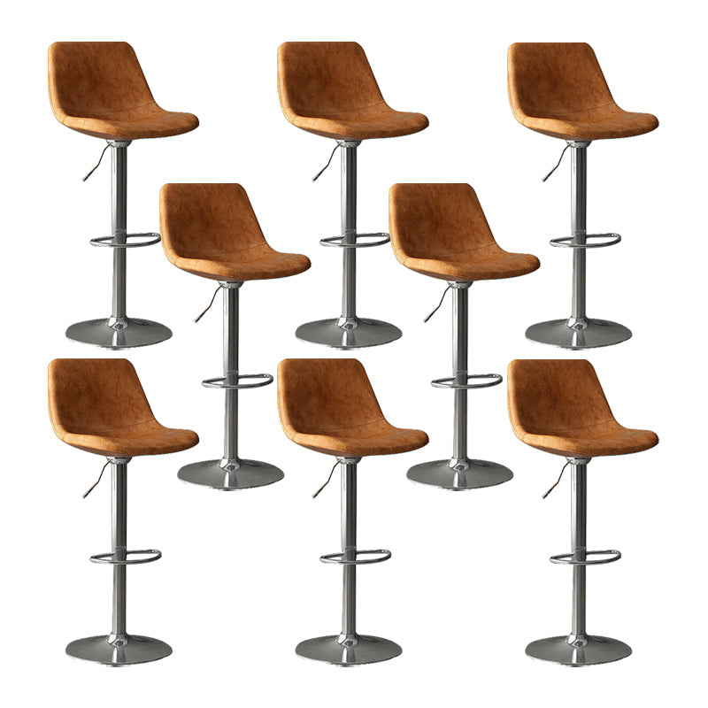 Home Footrest Adjustable Height Stool Contemporary Leather Barstool Brown Silver 8 Piece Set Clearhalo 'Bar Furniture' 'Bar Stools' 'bar_stools' 'furn' 'furn_bar_stools' 'Furniture' 'Kitchen & Dining Furniture' 5883287