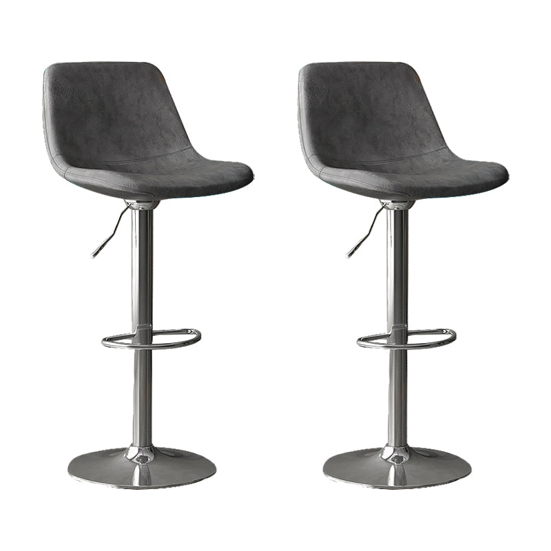 Home Footrest Adjustable Height Stool Contemporary Leather Barstool Grey Silver 2 Piece Set Clearhalo 'Bar Furniture' 'Bar Stools' 'bar_stools' 'furn' 'furn_bar_stools' 'Furniture' 'Kitchen & Dining Furniture' 5883294