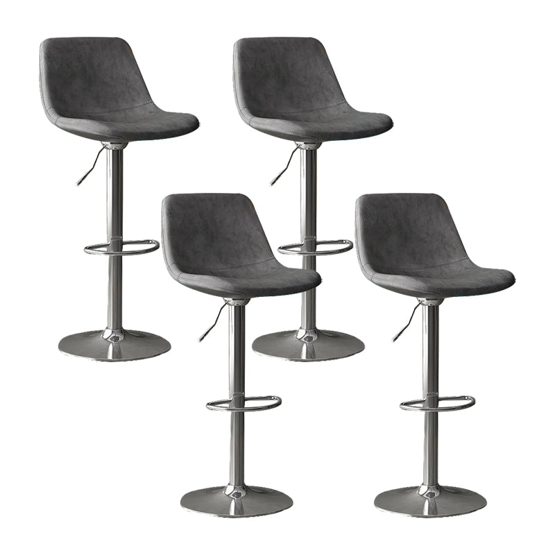 Home Footrest Adjustable Height Stool Contemporary Leather Barstool Grey Silver 4 Piece Set Clearhalo 'Bar Furniture' 'Bar Stools' 'bar_stools' 'furn' 'furn_bar_stools' 'Furniture' 'Kitchen & Dining Furniture' 5883295