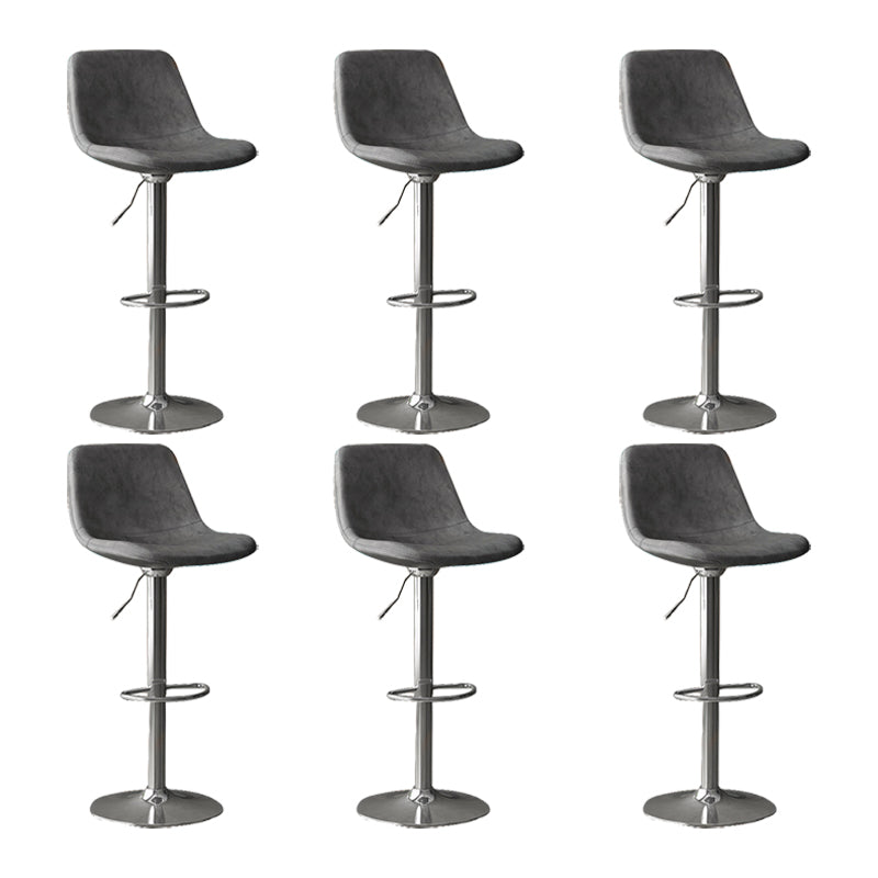 Home Footrest Adjustable Height Stool Contemporary Leather Barstool Grey Silver 6 Piece Set Clearhalo 'Bar Furniture' 'Bar Stools' 'bar_stools' 'furn' 'furn_bar_stools' 'Furniture' 'Kitchen & Dining Furniture' 5883296