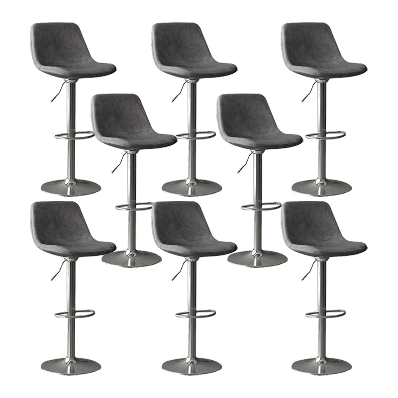 Home Footrest Adjustable Height Stool Contemporary Leather Barstool Grey Silver 8 Piece Set Clearhalo 'Bar Furniture' 'Bar Stools' 'bar_stools' 'furn' 'furn_bar_stools' 'Furniture' 'Kitchen & Dining Furniture' 5883297
