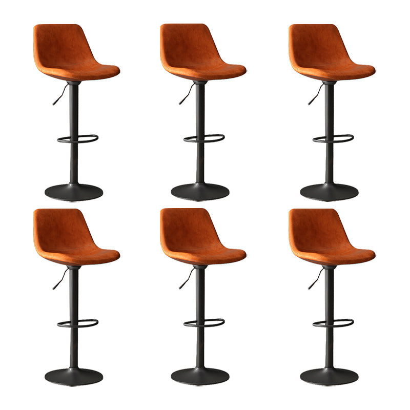 Home Footrest Adjustable Height Stool Contemporary Leather Barstool Orange Black 6 Piece Set Clearhalo 'Bar Furniture' 'Bar Stools' 'bar_stools' 'furn' 'furn_bar_stools' 'Furniture' 'Kitchen & Dining Furniture' 5883301