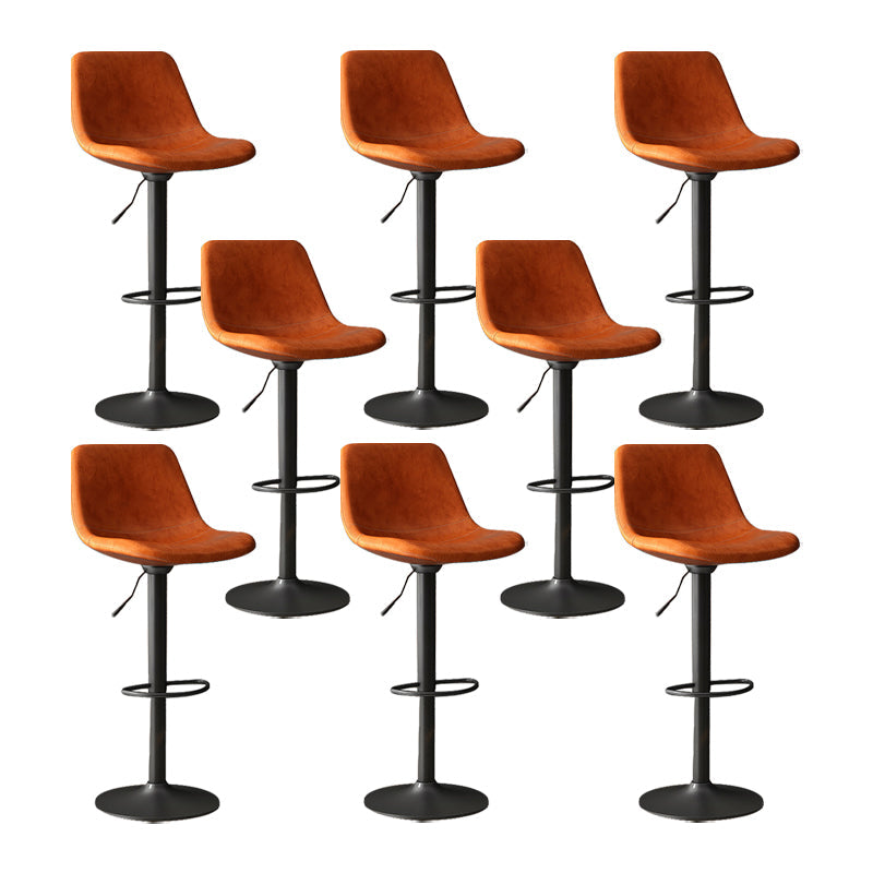 Home Footrest Adjustable Height Stool Contemporary Leather Barstool Orange Black 8 Piece Set Clearhalo 'Bar Furniture' 'Bar Stools' 'bar_stools' 'furn' 'furn_bar_stools' 'Furniture' 'Kitchen & Dining Furniture' 5883302