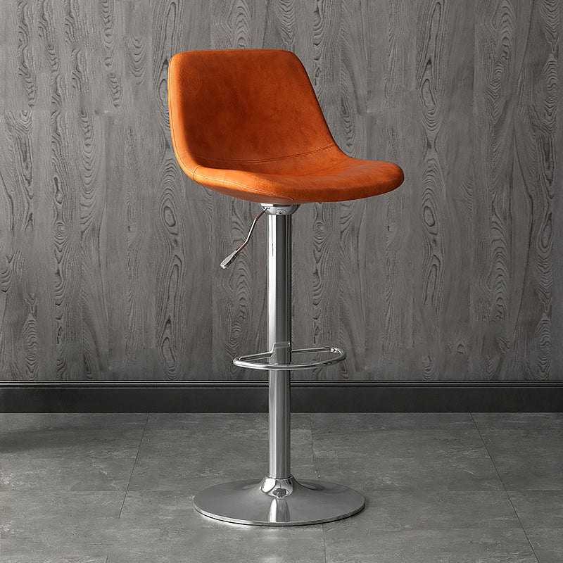 Home Footrest Adjustable Height Stool Contemporary Leather Barstool Orange Silver 1 Piece Clearhalo 'Bar Furniture' 'Bar Stools' 'bar_stools' 'furn' 'furn_bar_stools' 'Furniture' 'Kitchen & Dining Furniture' 5883303