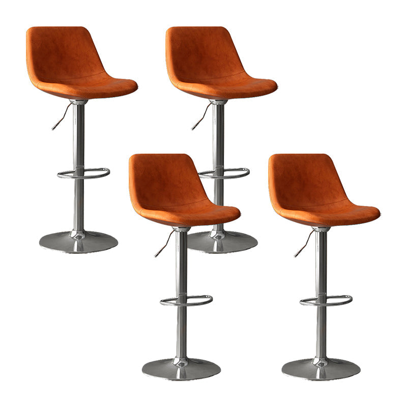 Home Footrest Adjustable Height Stool Contemporary Leather Barstool Orange Silver 4 Piece Set Clearhalo 'Bar Furniture' 'Bar Stools' 'bar_stools' 'furn' 'furn_bar_stools' 'Furniture' 'Kitchen & Dining Furniture' 5883305