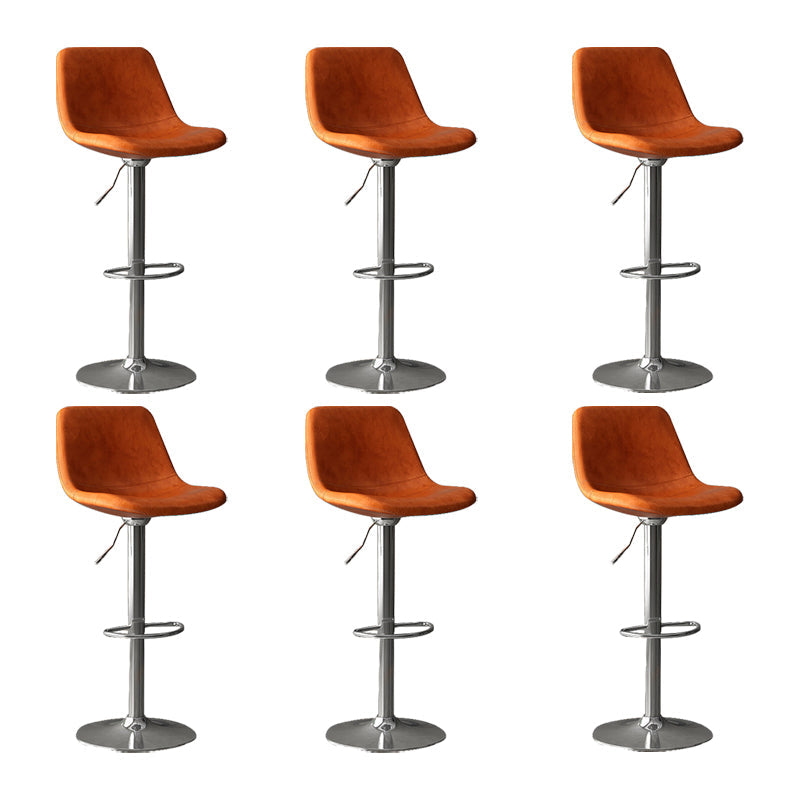 Home Footrest Adjustable Height Stool Contemporary Leather Barstool Orange Silver 6 Piece Set Clearhalo 'Bar Furniture' 'Bar Stools' 'bar_stools' 'furn' 'furn_bar_stools' 'Furniture' 'Kitchen & Dining Furniture' 5883306