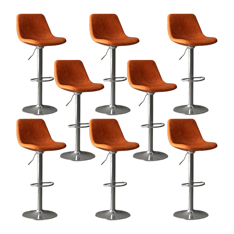 Home Footrest Adjustable Height Stool Contemporary Leather Barstool Orange Silver 8 Piece Set Clearhalo 'Bar Furniture' 'Bar Stools' 'bar_stools' 'furn' 'furn_bar_stools' 'Furniture' 'Kitchen & Dining Furniture' 5883307