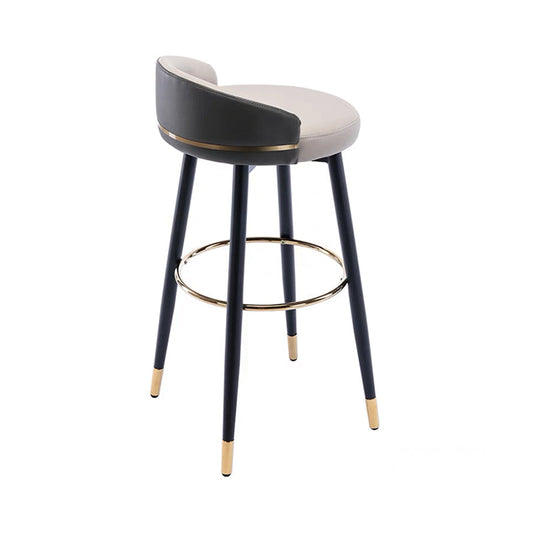 Modern Low Back Counter Stool Faux Leather Armless Bar Chair Light Gray 1 Piece