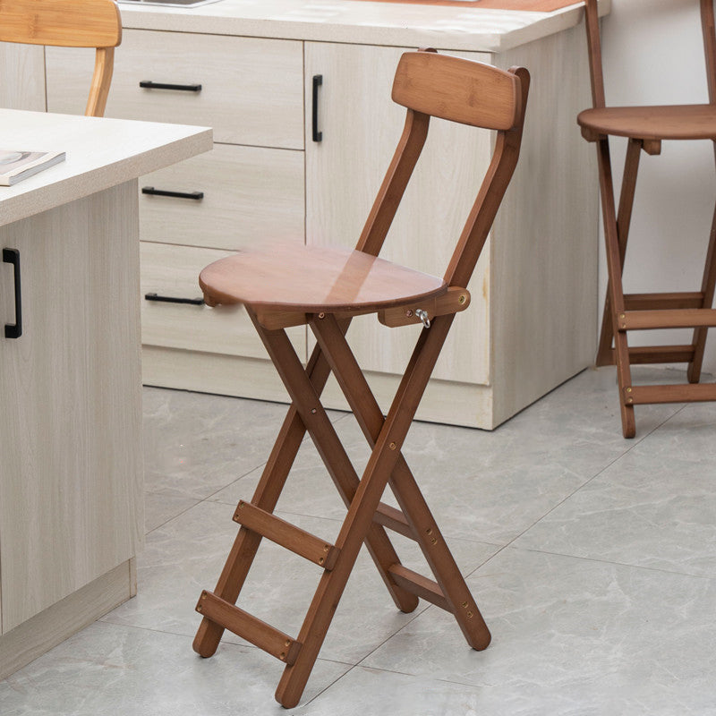 Contemporary Home Folding Stool Matte Finish Bamboo Barstool Brown 1 Piece Clearhalo 'Bar Furniture' 'Bar Stools' 'bar_stools' 'furn' 'furn_bar_stools' 'Furniture' 'Kitchen & Dining Furniture' 5883464