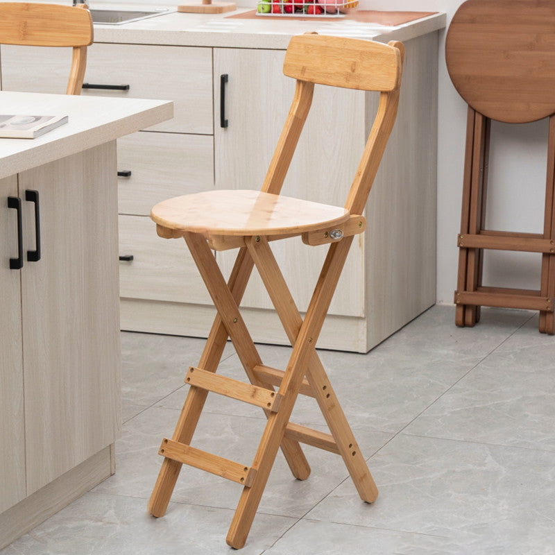 Contemporary Home Folding Stool Matte Finish Bamboo Barstool Natural 1 Piece Clearhalo 'Bar Furniture' 'Bar Stools' 'bar_stools' 'furn' 'furn_bar_stools' 'Furniture' 'Kitchen & Dining Furniture' 5883485