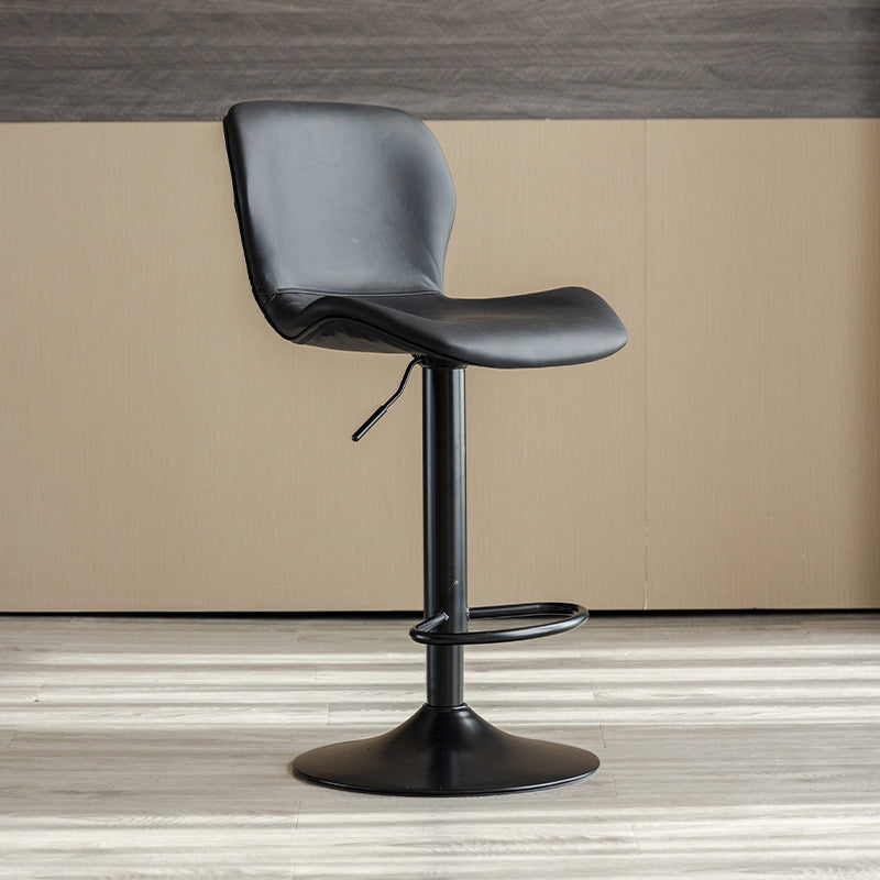 Contemporary Adjustable Height Stool Reception Leather Barstool Black Black 1 Piece Clearhalo 'Bar Furniture' 'Bar Stools' 'bar_stools' 'furn' 'furn_bar_stools' 'Furniture' 'Kitchen & Dining Furniture' 5883847