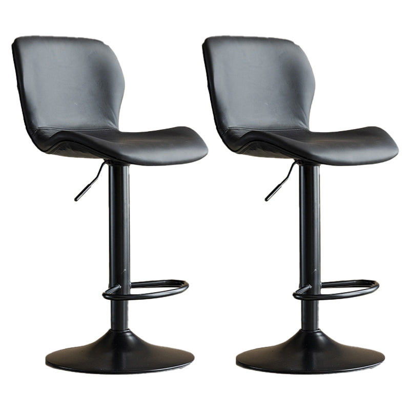 Contemporary Adjustable Height Stool Reception Leather Barstool Black Black 2 Piece Set Clearhalo 'Bar Furniture' 'Bar Stools' 'bar_stools' 'furn' 'furn_bar_stools' 'Furniture' 'Kitchen & Dining Furniture' 5883849