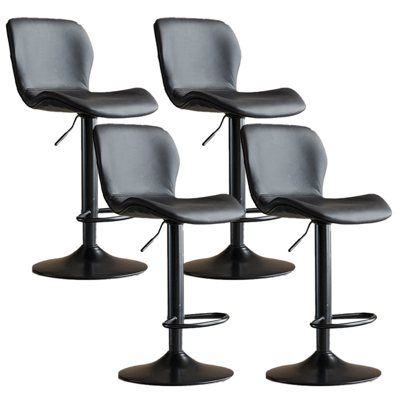Contemporary Adjustable Height Stool Reception Leather Barstool Black Black 4 Piece Set Clearhalo 'Bar Furniture' 'Bar Stools' 'bar_stools' 'furn' 'furn_bar_stools' 'Furniture' 'Kitchen & Dining Furniture' 5883851