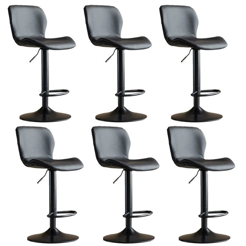 Contemporary Adjustable Height Stool Reception Leather Barstool Black Black 6 Piece Set Clearhalo 'Bar Furniture' 'Bar Stools' 'bar_stools' 'furn' 'furn_bar_stools' 'Furniture' 'Kitchen & Dining Furniture' 5883853
