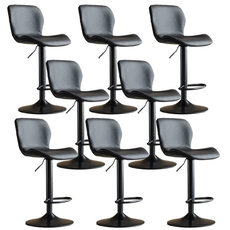 Contemporary Adjustable Height Stool Reception Leather Barstool Black Black 8 Piece Set Clearhalo 'Bar Furniture' 'Bar Stools' 'bar_stools' 'furn' 'furn_bar_stools' 'Furniture' 'Kitchen & Dining Furniture' 5883855