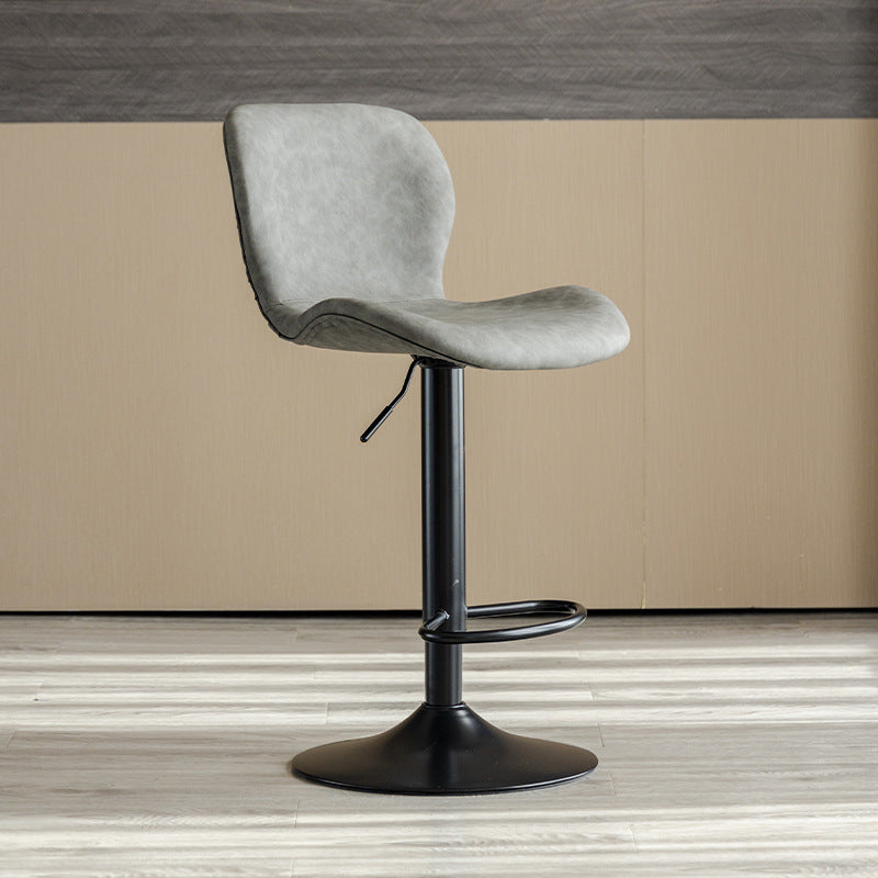 Contemporary Adjustable Height Stool Reception Leather Barstool Grey Black 1 Piece Clearhalo 'Bar Furniture' 'Bar Stools' 'bar_stools' 'furn' 'furn_bar_stools' 'Furniture' 'Kitchen & Dining Furniture' 5883857