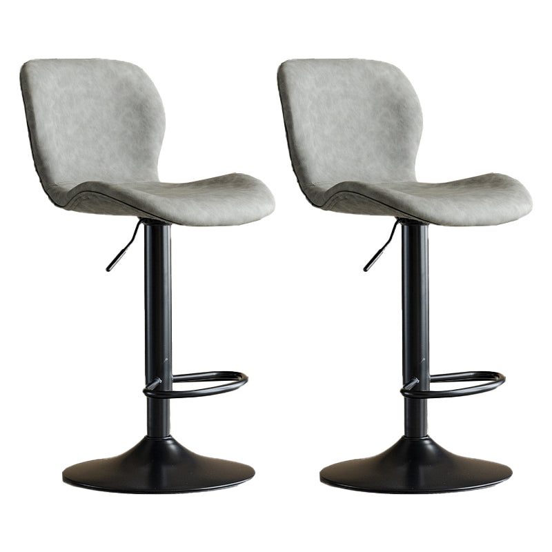 Contemporary Adjustable Height Stool Reception Leather Barstool Grey Black 2 Piece Set Clearhalo 'Bar Furniture' 'Bar Stools' 'bar_stools' 'furn' 'furn_bar_stools' 'Furniture' 'Kitchen & Dining Furniture' 5883859