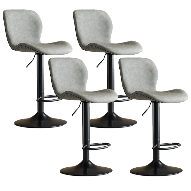 Contemporary Adjustable Height Stool Reception Leather Barstool Grey Black 4 Piece Set Clearhalo 'Bar Furniture' 'Bar Stools' 'bar_stools' 'furn' 'furn_bar_stools' 'Furniture' 'Kitchen & Dining Furniture' 5883861