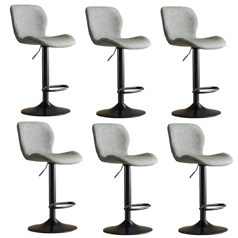 Contemporary Adjustable Height Stool Reception Leather Barstool Grey Black 6 Piece Set Clearhalo 'Bar Furniture' 'Bar Stools' 'bar_stools' 'furn' 'furn_bar_stools' 'Furniture' 'Kitchen & Dining Furniture' 5883863