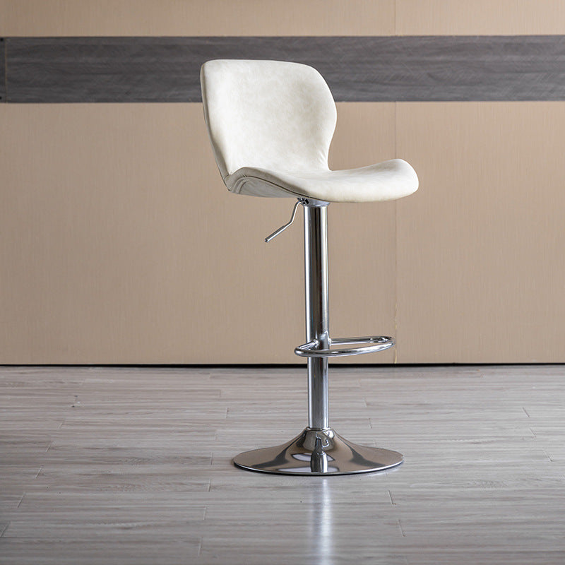 Contemporary Adjustable Height Stool Reception Leather Barstool White Silver 1 Piece Clearhalo 'Bar Furniture' 'Bar Stools' 'bar_stools' 'furn' 'furn_bar_stools' 'Furniture' 'Kitchen & Dining Furniture' 5883864