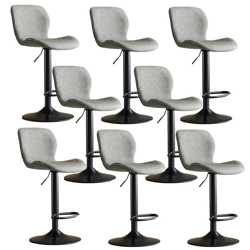 Contemporary Adjustable Height Stool Reception Leather Barstool Grey Black 8 Piece Set Clearhalo 'Bar Furniture' 'Bar Stools' 'bar_stools' 'furn' 'furn_bar_stools' 'Furniture' 'Kitchen & Dining Furniture' 5883865