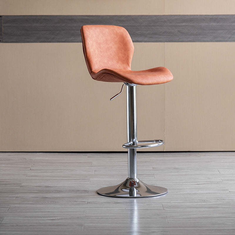 Contemporary Adjustable Height Stool Reception Leather Barstool Orange Silver 1 Piece Clearhalo 'Bar Furniture' 'Bar Stools' 'bar_stools' 'furn' 'furn_bar_stools' 'Furniture' 'Kitchen & Dining Furniture' 5883866