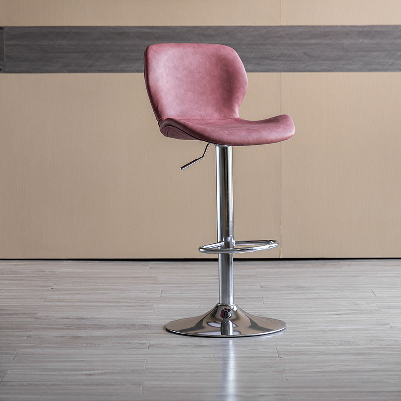 Contemporary Adjustable Height Stool Reception Leather Barstool Pink Silver 1 Piece Clearhalo 'Bar Furniture' 'Bar Stools' 'bar_stools' 'furn' 'furn_bar_stools' 'Furniture' 'Kitchen & Dining Furniture' 5883868