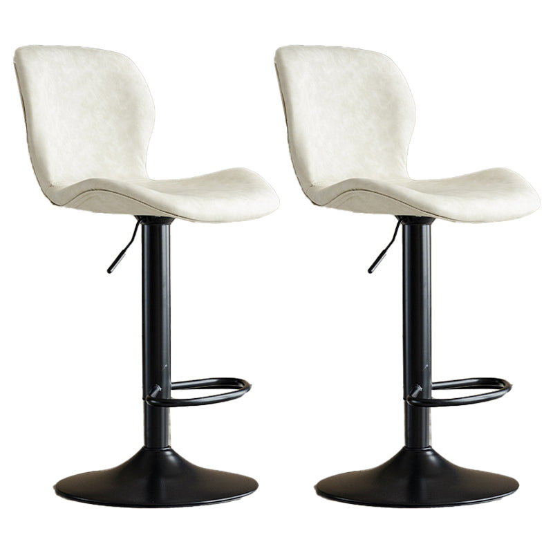 Contemporary Adjustable Height Stool Reception Leather Barstool White Black 2 Piece Set Clearhalo 'Bar Furniture' 'Bar Stools' 'bar_stools' 'furn' 'furn_bar_stools' 'Furniture' 'Kitchen & Dining Furniture' 5883869