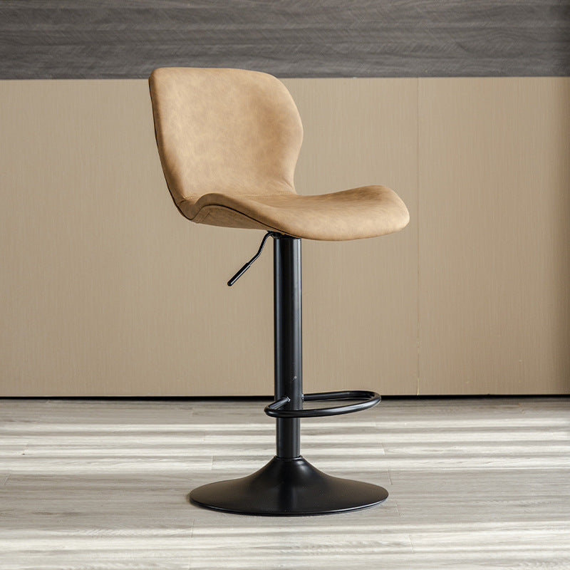 Contemporary Adjustable Height Stool Reception Leather Barstool Brown Black 1 Piece Clearhalo 'Bar Furniture' 'Bar Stools' 'bar_stools' 'furn' 'furn_bar_stools' 'Furniture' 'Kitchen & Dining Furniture' 5883870