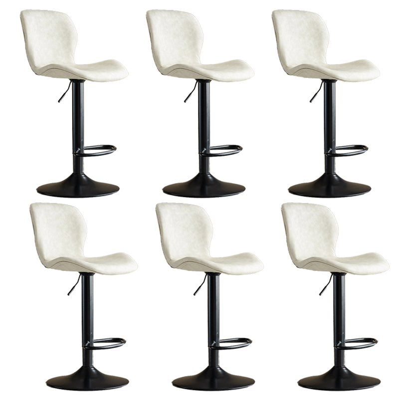 Contemporary Adjustable Height Stool Reception Leather Barstool White Black 6 Piece Set Clearhalo 'Bar Furniture' 'Bar Stools' 'bar_stools' 'furn' 'furn_bar_stools' 'Furniture' 'Kitchen & Dining Furniture' 5883873