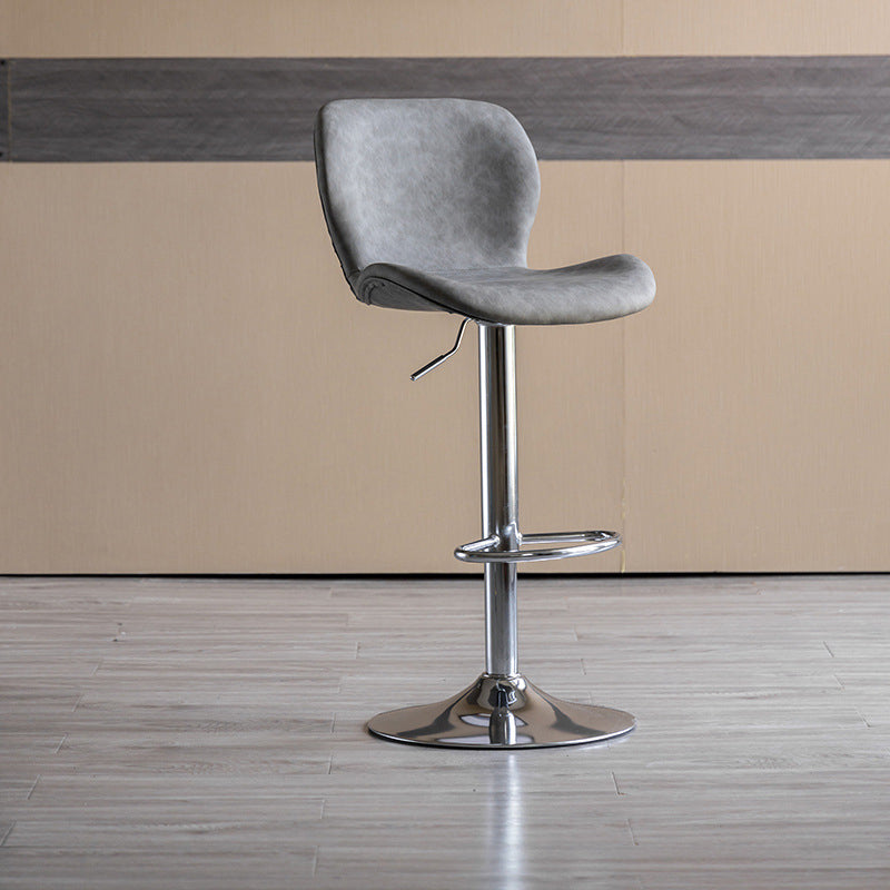 Contemporary Adjustable Height Stool Reception Leather Barstool Grey Silver 1 Piece Clearhalo 'Bar Furniture' 'Bar Stools' 'bar_stools' 'furn' 'furn_bar_stools' 'Furniture' 'Kitchen & Dining Furniture' 5883874