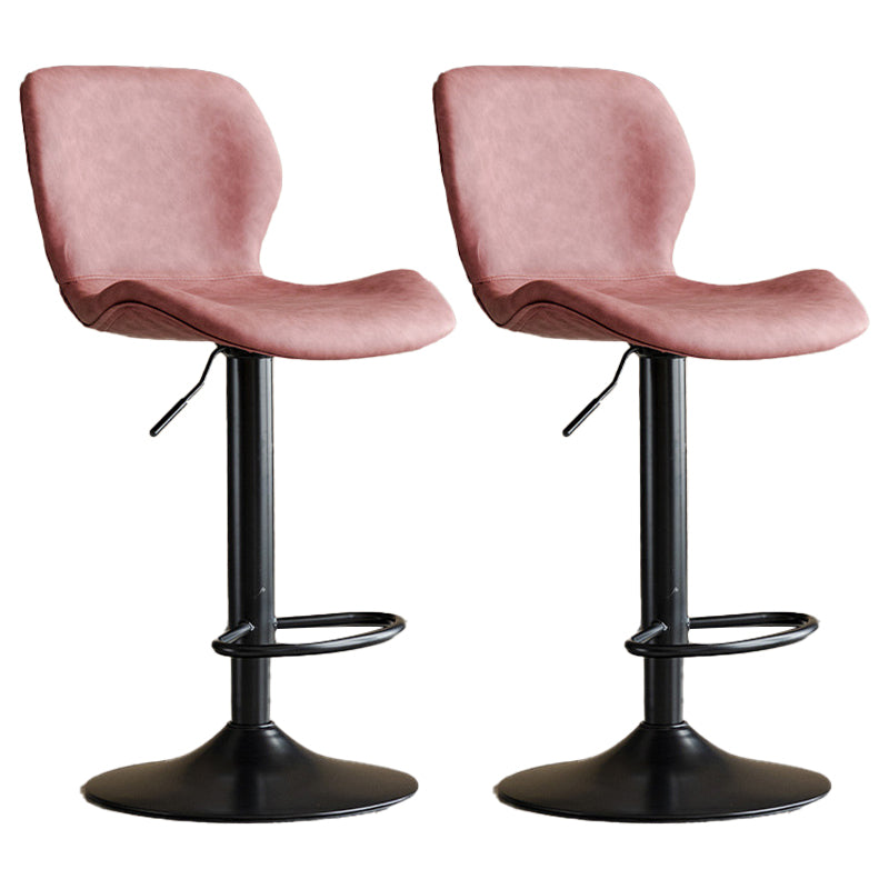 Contemporary Adjustable Height Stool Reception Leather Barstool Pink Black 2 Piece Set Clearhalo 'Bar Furniture' 'Bar Stools' 'bar_stools' 'furn' 'furn_bar_stools' 'Furniture' 'Kitchen & Dining Furniture' 5883877