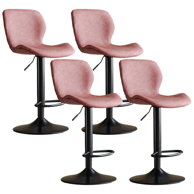 Contemporary Adjustable Height Stool Reception Leather Barstool Pink Black 4 Piece Set Clearhalo 'Bar Furniture' 'Bar Stools' 'bar_stools' 'furn' 'furn_bar_stools' 'Furniture' 'Kitchen & Dining Furniture' 5883878