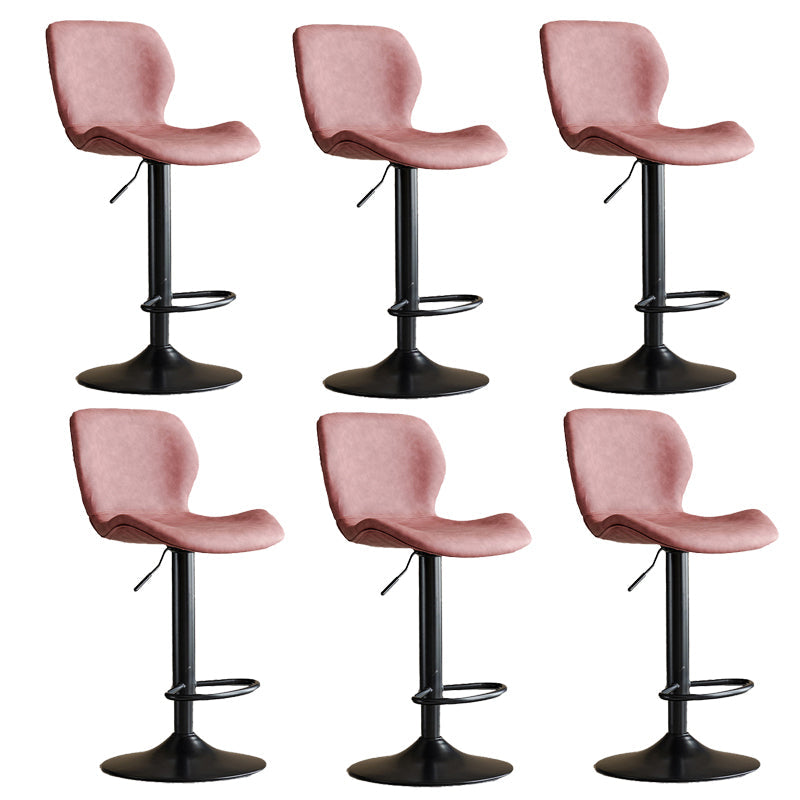 Contemporary Adjustable Height Stool Reception Leather Barstool Pink Black 6 Piece Set Clearhalo 'Bar Furniture' 'Bar Stools' 'bar_stools' 'furn' 'furn_bar_stools' 'Furniture' 'Kitchen & Dining Furniture' 5883879