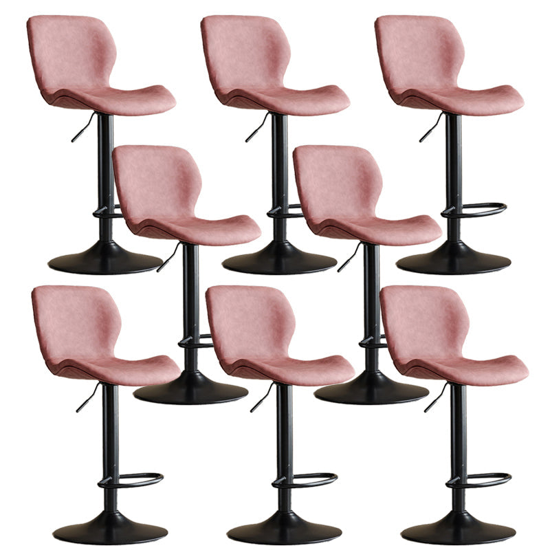 Contemporary Adjustable Height Stool Reception Leather Barstool Pink Black 8 Piece Set Clearhalo 'Bar Furniture' 'Bar Stools' 'bar_stools' 'furn' 'furn_bar_stools' 'Furniture' 'Kitchen & Dining Furniture' 5883880