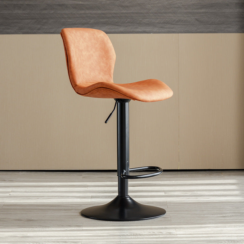Contemporary Adjustable Height Stool Reception Leather Barstool Orange Black 1 Piece Clearhalo 'Bar Furniture' 'Bar Stools' 'bar_stools' 'furn' 'furn_bar_stools' 'Furniture' 'Kitchen & Dining Furniture' 5883881