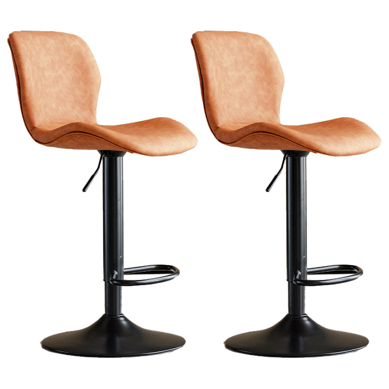 Contemporary Adjustable Height Stool Reception Leather Barstool Orange Black 2 Piece Set Clearhalo 'Bar Furniture' 'Bar Stools' 'bar_stools' 'furn' 'furn_bar_stools' 'Furniture' 'Kitchen & Dining Furniture' 5883882
