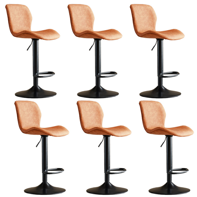 Contemporary Adjustable Height Stool Reception Leather Barstool Orange Black 6 Piece Set Clearhalo 'Bar Furniture' 'Bar Stools' 'bar_stools' 'furn' 'furn_bar_stools' 'Furniture' 'Kitchen & Dining Furniture' 5883884