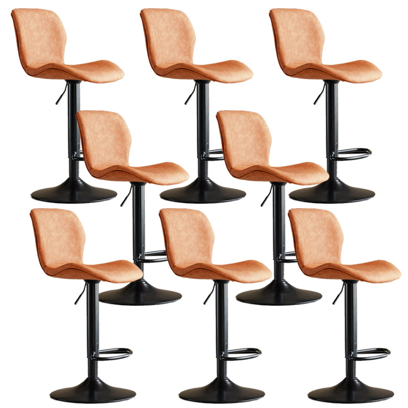 Contemporary Adjustable Height Stool Reception Leather Barstool Orange Black 8 Piece Set Clearhalo 'Bar Furniture' 'Bar Stools' 'bar_stools' 'furn' 'furn_bar_stools' 'Furniture' 'Kitchen & Dining Furniture' 5883885