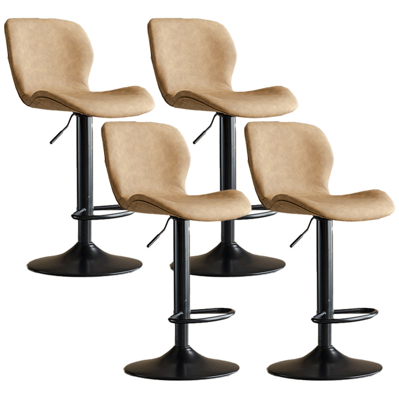 Contemporary Adjustable Height Stool Reception Leather Barstool Brown Black 4 Piece Set Clearhalo 'Bar Furniture' 'Bar Stools' 'bar_stools' 'furn' 'furn_bar_stools' 'Furniture' 'Kitchen & Dining Furniture' 5883887