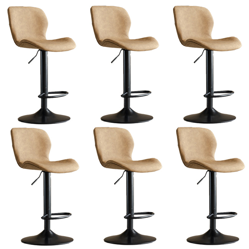 Contemporary Adjustable Height Stool Reception Leather Barstool Brown Black 6 Piece Set Clearhalo 'Bar Furniture' 'Bar Stools' 'bar_stools' 'furn' 'furn_bar_stools' 'Furniture' 'Kitchen & Dining Furniture' 5883888